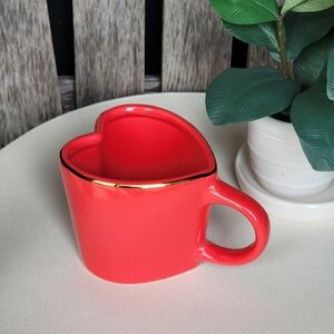 Threshold Heart-Shaped Red Mug with Gold Rim